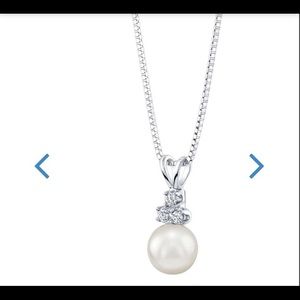 Costco Pearl & Diamond 14kt White Gold Pendant